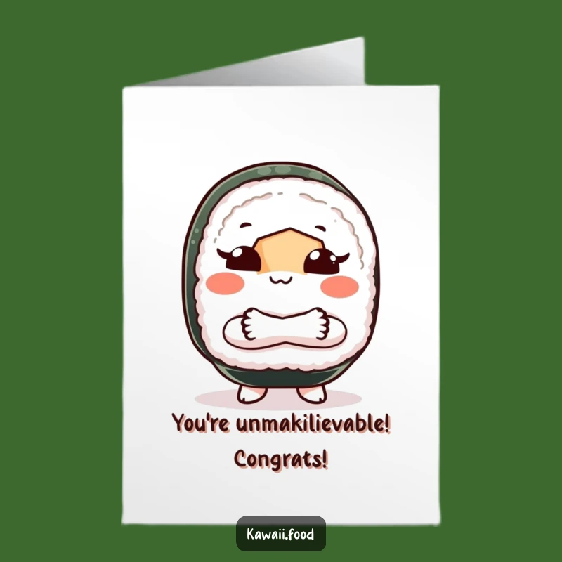 Free Printable Sushi Congrats Card - Humorous Shoo Gesture Downloadable