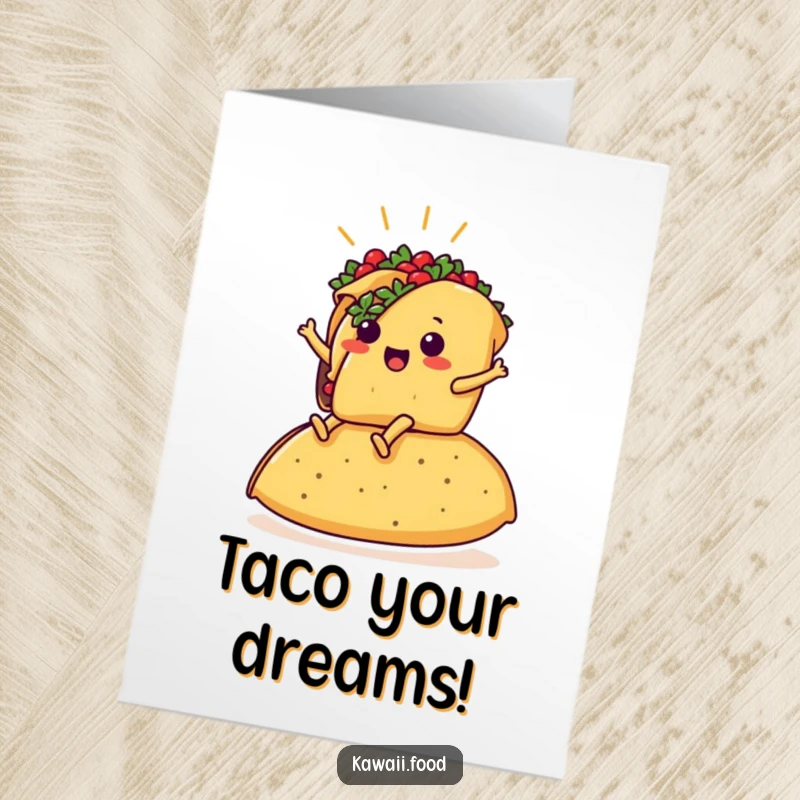 Funny Free Printable Congrats Card: Proud Taco with Legs Rides Giant Tortilla to Celebrate Victory