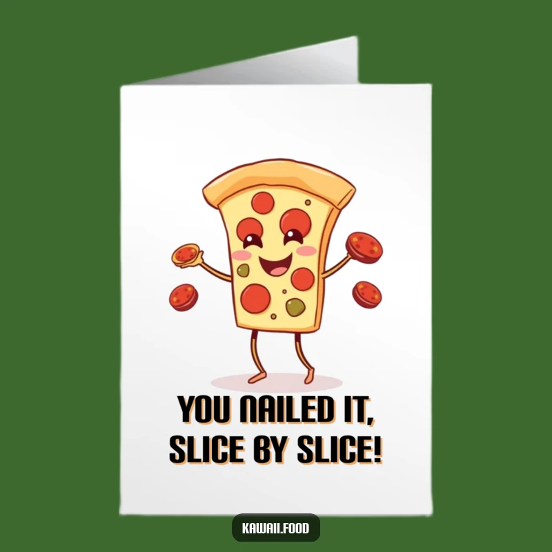 Free Printable Congrats Card: Juggling Pizza Slice, Humorous Downloadable Congratulations Gift