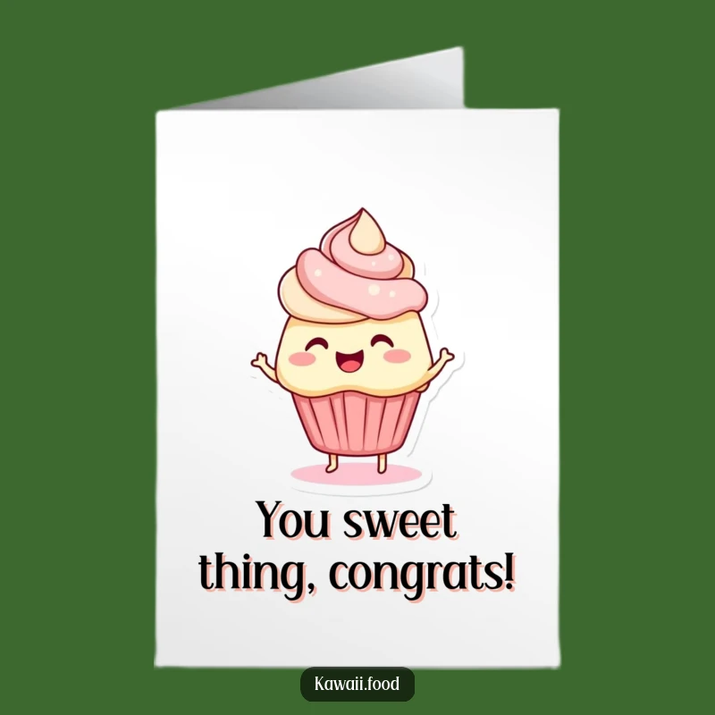 Free Printable Congrats Card: Bouncing Cupcake Humor for Your Downloadable Celebration