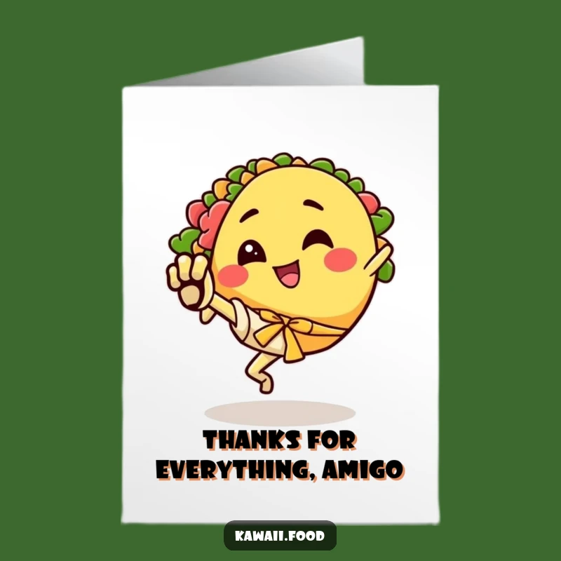 Free Printable Funny Taco Thank You Card: Karate Kick Gratitude Downloadable