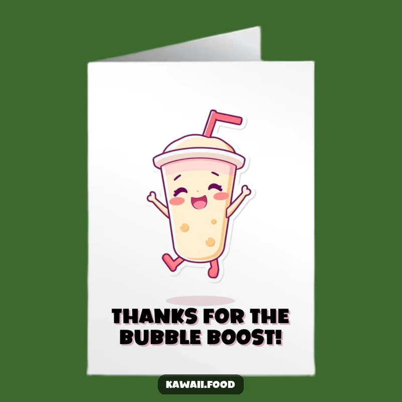 Free Printable Thank You Card: Joyful Bubble Tea Jump - Energetic & Funny Downloadable Gift