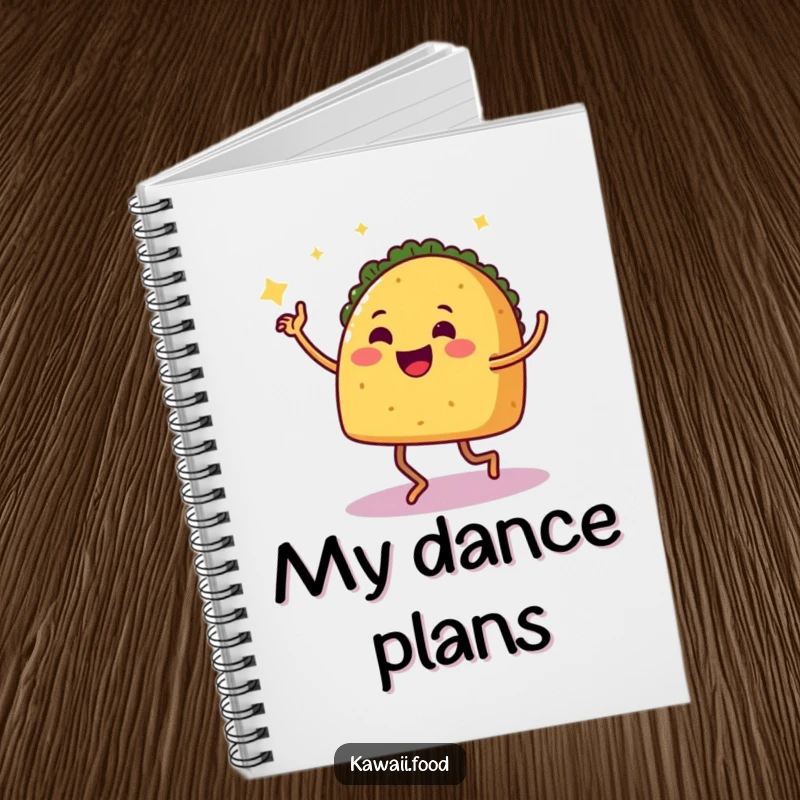 Funny Notebook: A smiling taco with legs doing a salsa dance, perfect for jotting down notes with a humorous and festive twist.