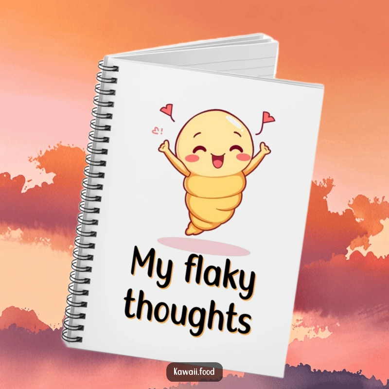Funny Notebook: Cover art of a curious croissant mid-jump, perfect for notes, recipes, and doodles.