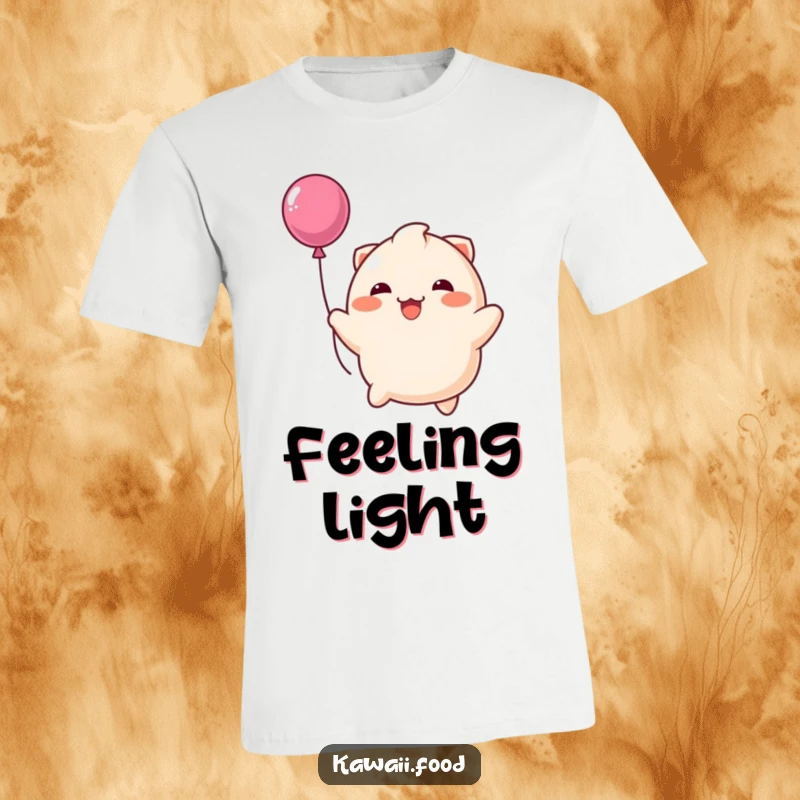 Funny t-shirt with a happy dumpling playfully bouncing like a balloon, perfect for spreading positivity and cheerful vibes.