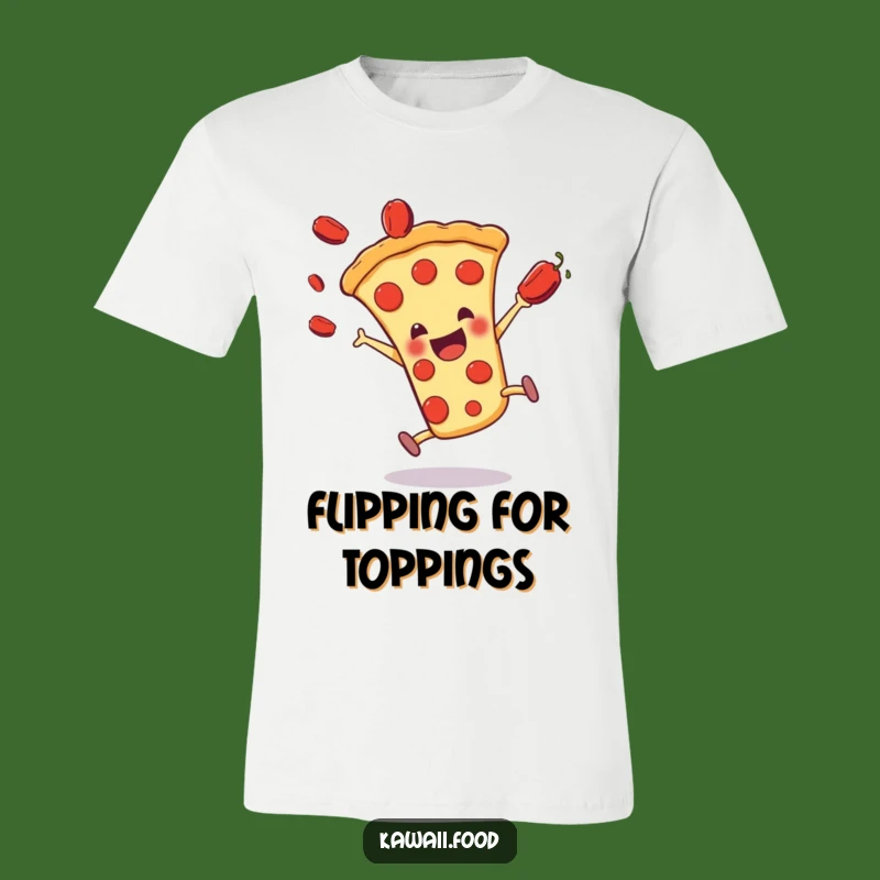 Funny Pizza Cartwheel T-Shirt - Pepperoni Flying Action, Awesome Funny Gift