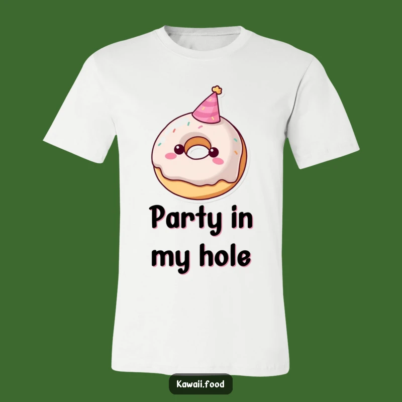 Funny Donut Party Hat T-Shirt - Playful Character Apparel