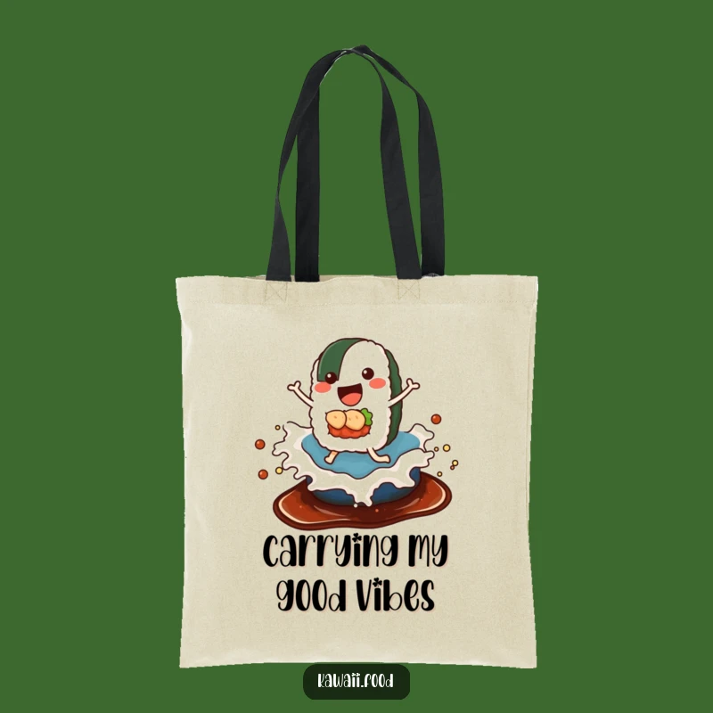 Funny Sushi Soy Sauce Wave Tote Bag - Humorous Accessory for Sushi Lovers on the Go