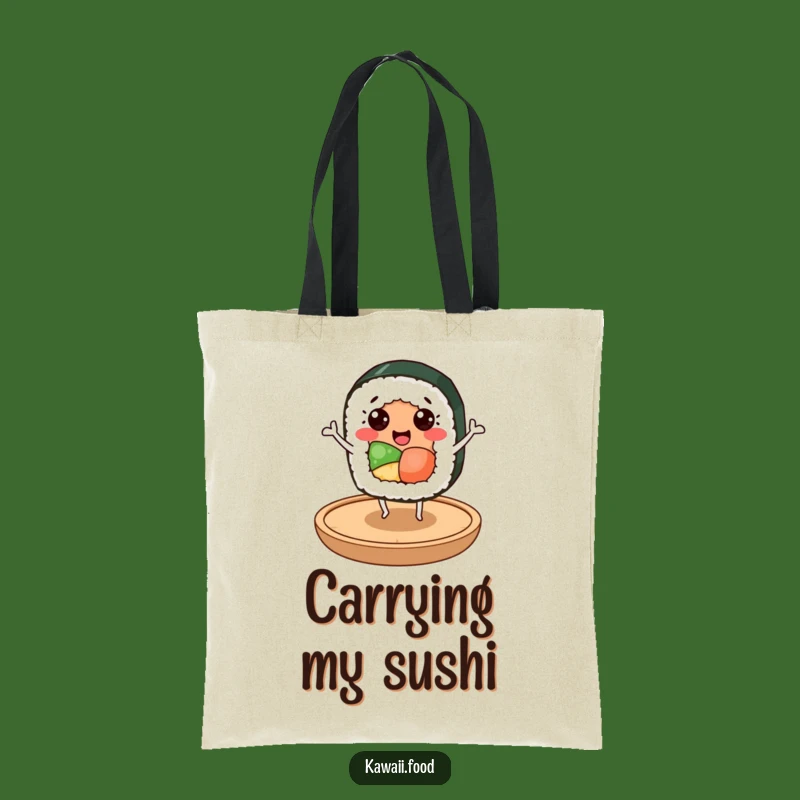 Funny Sushi Dancer Tote Bag: Cheerful Roll Character, Practical Humorous Gift