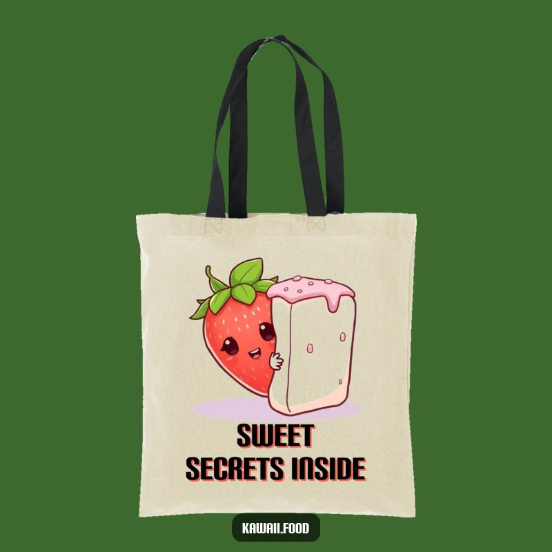 Funny Curious Strawberry Tote Bag: Peeking Character, Practical Humorous Gift